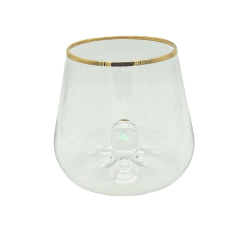 Sean Donlon Opal Stemless Wine Glass (Gold Rim)