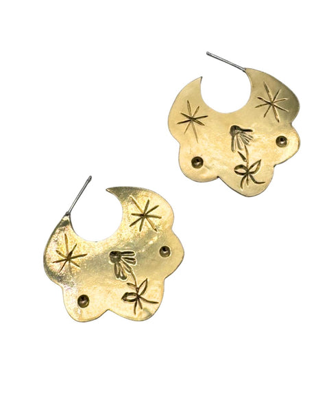 Ellen Hinrichs Large Engraved Coneflower Bouquet Hoops