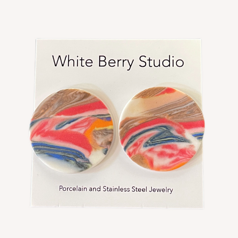 Nerikomi Porcelain Post Earrings (1.25")
