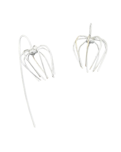 Sarah Tectors ST54 Sterling Diaphanous linear flower hook earrings
