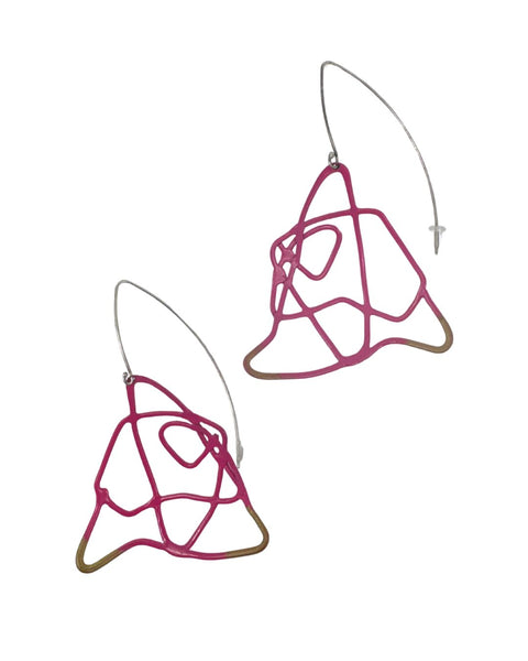 Kelly Miller Dangle Pink and Gold Rose Earrings