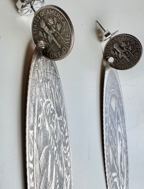 Stefan Gougherty Stretched Quarter Earrings
