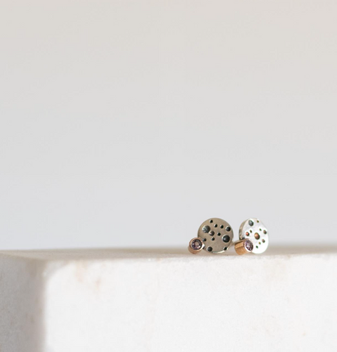 Colleen Flood Earrings : Sterling with 14k Bezel set Tourmaline