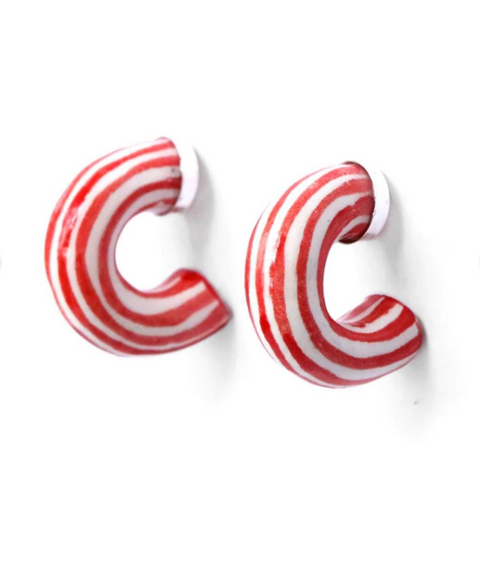 Hechizo Red Pinstripe Ceramic Hoops