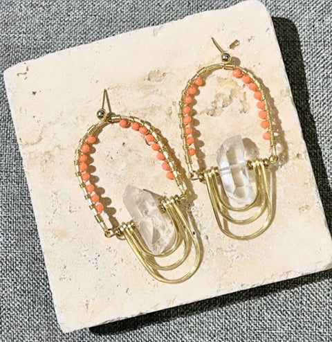 Crystal and Stone Statement Earrings