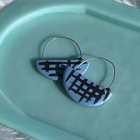 Porcelain and Sterling Hoops