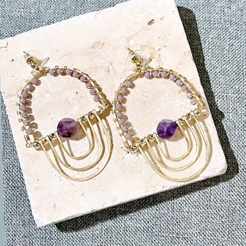 Crystal and Stone Statement Earrings