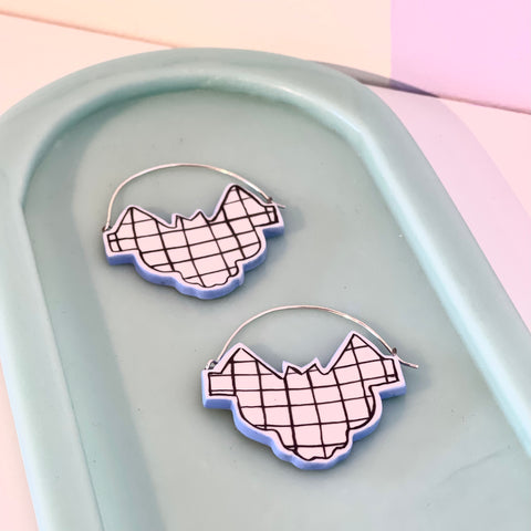 Porcelain and Sterling Hoops