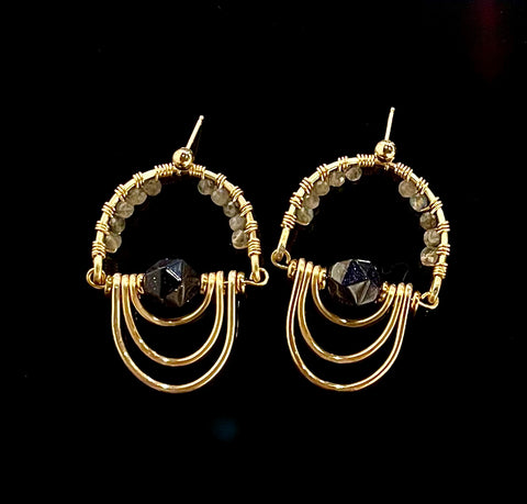 Crystal and Stone Statement Earrings