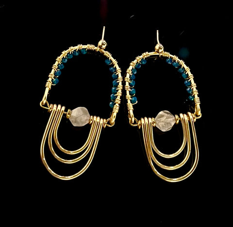 Crystal and Stone Statement Earrings