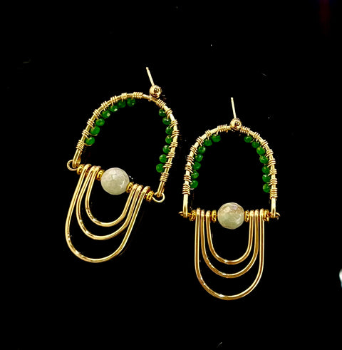 Crystal and Stone Statement Earrings