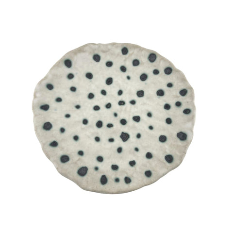 Brooklin Grantz Footed Plate with Green Dots