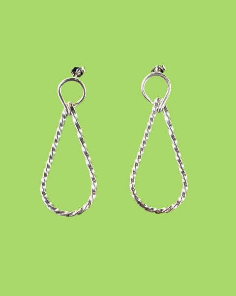 Sarah Tector Silver twist tear drop post earrings ST482