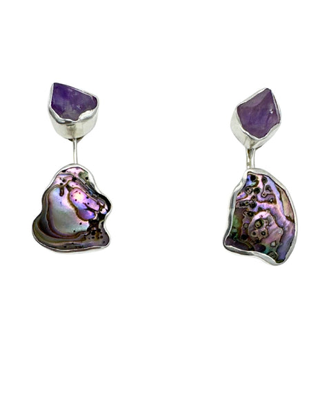 Meghan Korol Amethyst and Abalone Earrings
