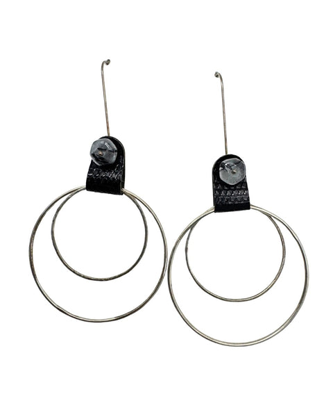Colleen Flood Jewelry : Lizard Leather Drops (black)