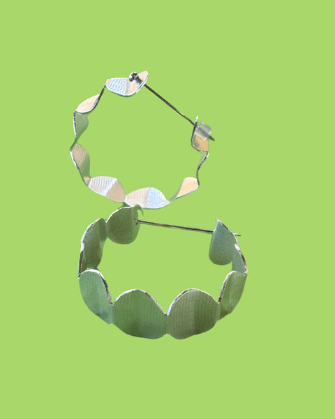 Sarah Tectors Silver Folded Discs Hoops with pin post ST489