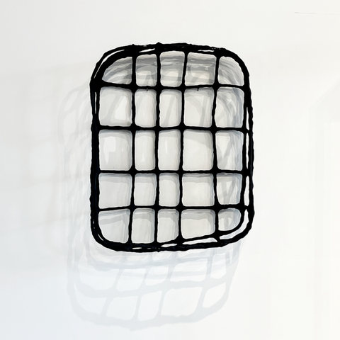 Black Rectangular Sculptural Basket