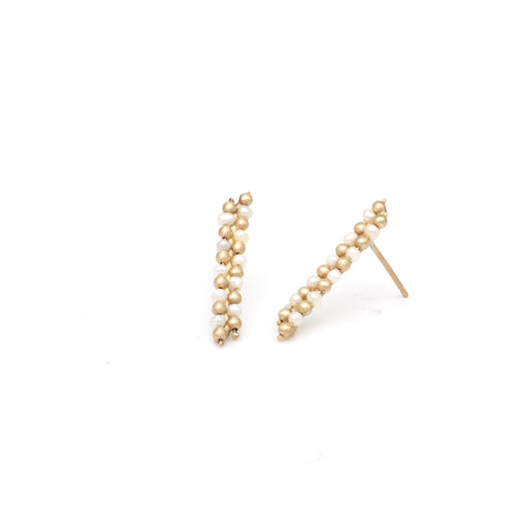 Brice Garrett : Gold Pearl Pillar Earrings