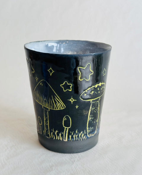 Zinnia Cantrell Carved Black Cup