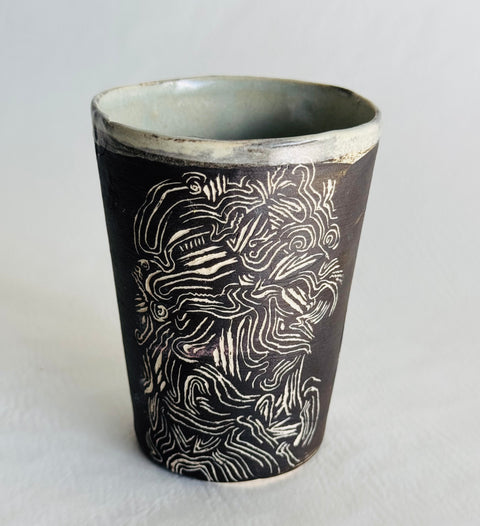 Micah Davenport Slip Cast and Carved Cup