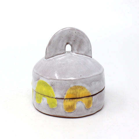 Kari Woolsey Lidded Container (white with arches)