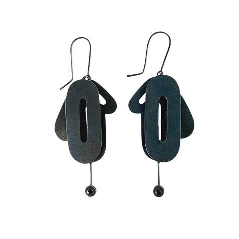 Oval Mash Dangles with Black Spinel