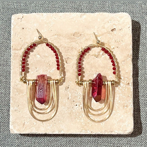 Crystal and Stone Statement Earrings