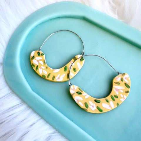 Porcelain and Sterling Hoops