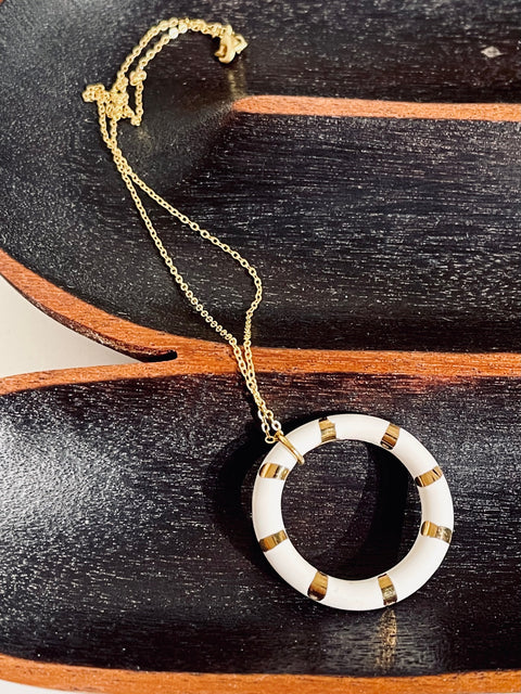 Porcelain and Gold Luster Necklace