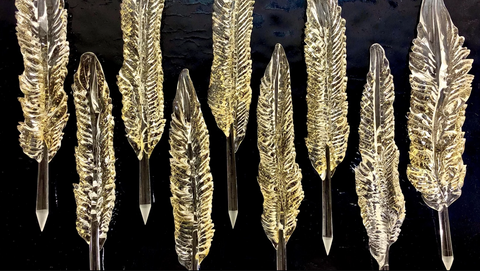 Glass Feather with Gold Leaf