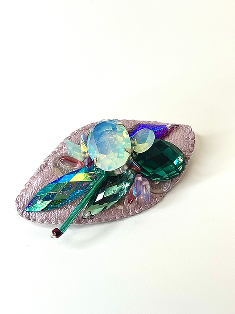 Embroidered Crystal Brooches