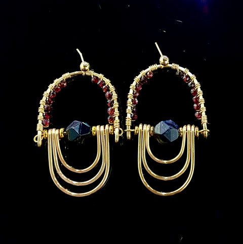 Crystal and Stone Statement Earrings